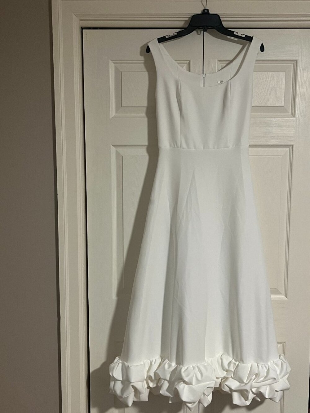White Bridal Shower Dress with Ruffle Hem